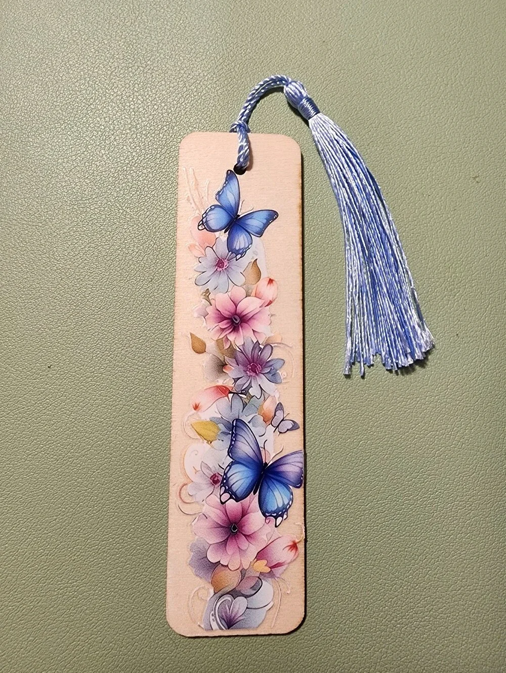 Butterfly Floral Bookmark - Blue Tassel